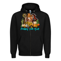 Black Happy Fall Y'all Longhorn Cow Zipper Hoodie - RanaPortraitStore