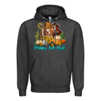 Charcoal Heather Happy Fall Y'all Longhorn Cow Zipper Hoodie - RanaPortraitStore