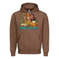 Chestnut Happy Fall Y'all Longhorn Cow Zipper Hoodie - RanaPortraitStore