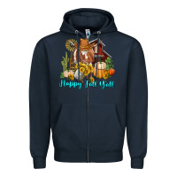 Navy Happy Fall Y'all Longhorn Cow Zipper Hoodie - RanaPortraitStore