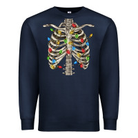 Navy Christmas Rib Cage Premium Sweatshirt - FaDigitalArtStudio