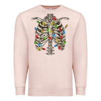 Pale Pink Christmas Rib Cage Premium Sweatshirt - FaDigitalArtStudio