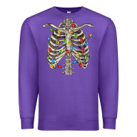 Purple Christmas Rib Cage Premium Sweatshirt - FaDigitalArtStudio