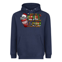 Navy Coffee  Jesus Heavyweight Hoodie - CowhideDigitalArt