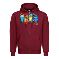 Burgundy truck coffee cups Zipper Hoodie - Zillion Design Studio