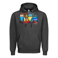 Charcoal Heather truck coffee cups Zipper Hoodie - Zillion Design Studio