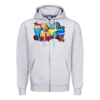 Heather Grey truck coffee cups Zipper Hoodie - Zillion Design Studio