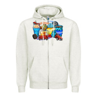 Oatmeal Heather truck coffee cups Zipper Hoodie - Zillion Design Studio