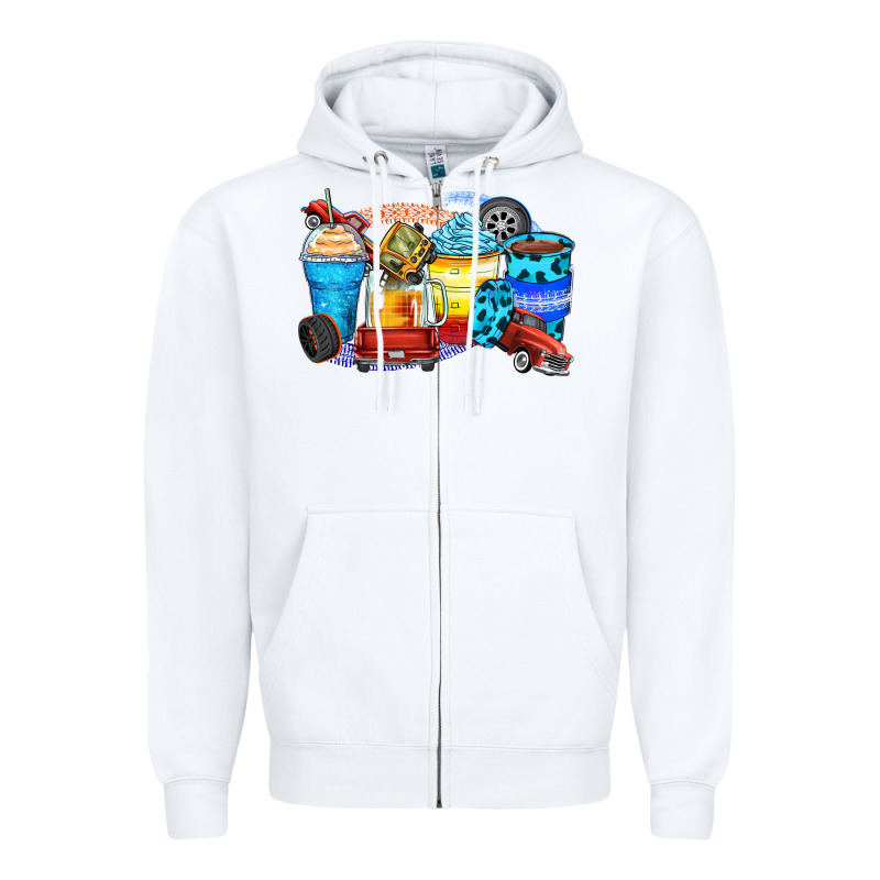 Truck Coffee Cups Zipper Hoodie by Zillion Design Studio | Teevron