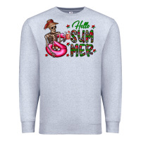 Heather Grey hello summer Premium Sweatshirt - CowhideDigitalArt