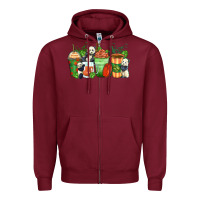 Burgundy panda coffee cups Zipper Hoodie - Zillion Design Studio