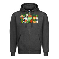 Charcoal Heather panda coffee cups Zipper Hoodie - Zillion Design Studio