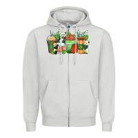 Dove Grey panda coffee cups Zipper Hoodie - Zillion Design Studio