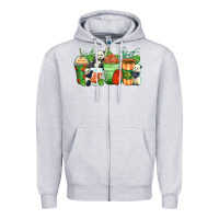 Heather Grey panda coffee cups Zipper Hoodie - Zillion Design Studio