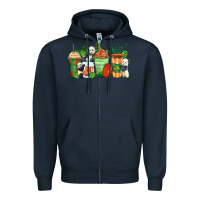 Navy panda coffee cups Zipper Hoodie - Zillion Design Studio