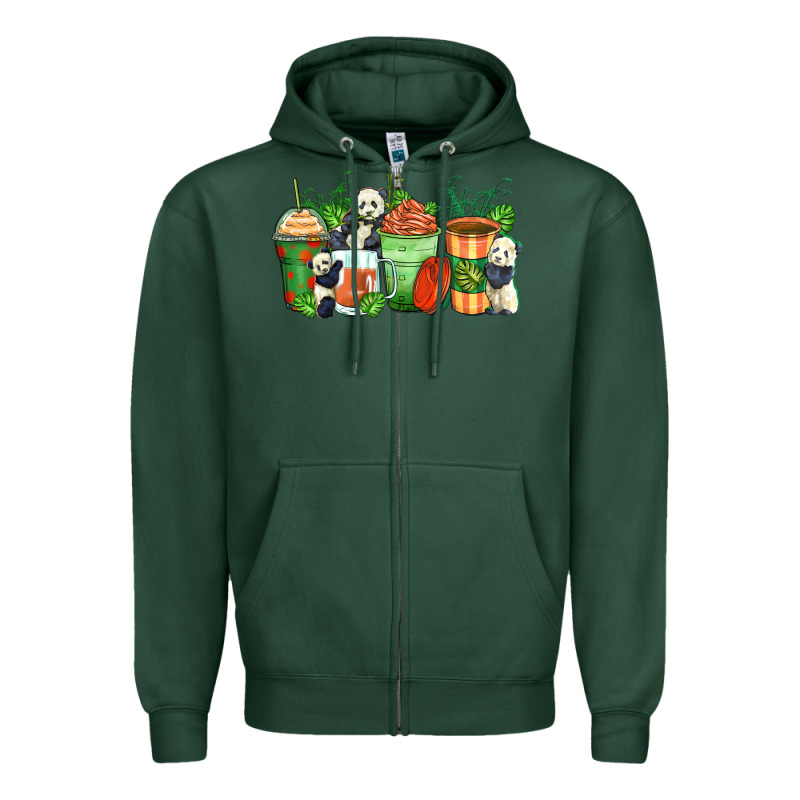 Panda Coffee Cups Zipper Hoodie by Zillion Design Studio | Teevron