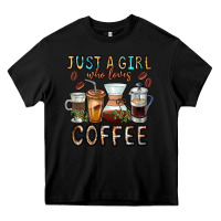 Black Just A Girl Who Loves Coffee Heavy Core Tee - CowhideDigitalArt
