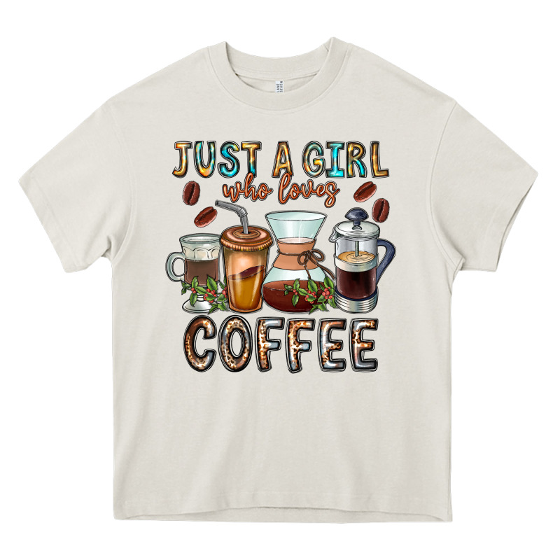 Just A Girl Who Loves Coffee Heavy Core Tee by CowhideDigitalArt | Teevron