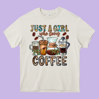 Just A Girl Who Loves Coffee Heavy Core Tee Designed By Cowhidedigitalart