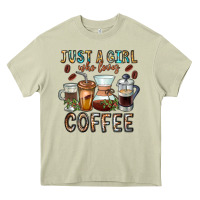 Mossy Just A Girl Who Loves Coffee Heavy Core Tee - CowhideDigitalArt