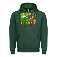 Sports Green Happy Go Lucky Goat Zipper Hoodie - RanaPortraitStore