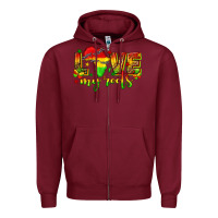 Burgundy love my roots juneteenth Zipper Hoodie - texasbilliewilder