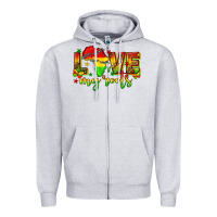 Heather Grey love my roots juneteenth Zipper Hoodie - texasbilliewilder