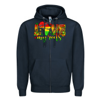 Navy love my roots juneteenth Zipper Hoodie - texasbilliewilder