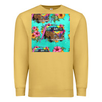 Antique Gold floral hippie truck seamless pattern Premium Sweatshirt - HRA Design Shop