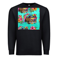 Black floral hippie truck seamless pattern Premium Sweatshirt - HRA Design Shop