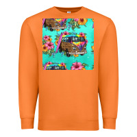 Carrot floral hippie truck seamless pattern Premium Sweatshirt - HRA Design Shop