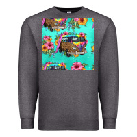 Charcoal Heather floral hippie truck seamless pattern Premium Sweatshirt - HRA Design Shop