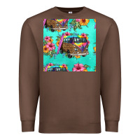 Chestnut floral hippie truck seamless pattern Premium Sweatshirt - HRA Design Shop