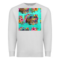 Dove Grey floral hippie truck seamless pattern Premium Sweatshirt - HRA Design Shop