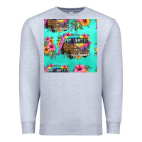 Heather Grey floral hippie truck seamless pattern Premium Sweatshirt - HRA Design Shop