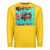 Lemon floral hippie truck seamless pattern Premium Sweatshirt - HRA Design Shop