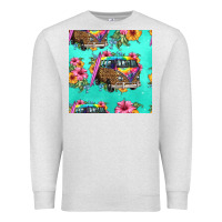 Oatmeal Heather floral hippie truck seamless pattern Premium Sweatshirt - HRA Design Shop
