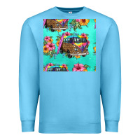 Ocean Blue floral hippie truck seamless pattern Premium Sweatshirt - HRA Design Shop
