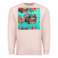 Pale Pink floral hippie truck seamless pattern Premium Sweatshirt - HRA Design Shop
