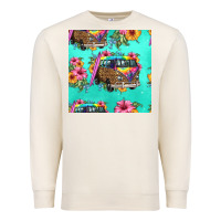 Sandshell floral hippie truck seamless pattern Premium Sweatshirt - HRA Design Shop