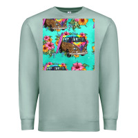 Seafoam floral hippie truck seamless pattern Premium Sweatshirt - HRA Design Shop