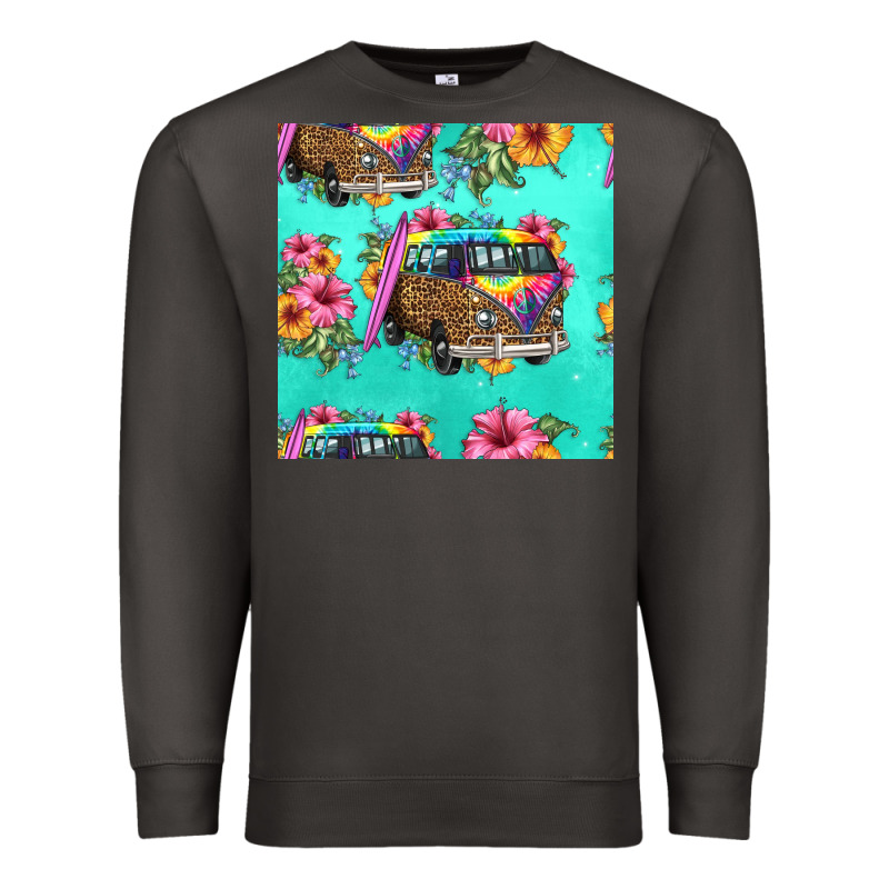 Floral Hippie Truck Seamless Pattern Premium Sweatshirt by HRA Design Shop | Teevron