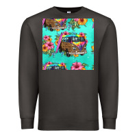 Smoke floral hippie truck seamless pattern Premium Sweatshirt - HRA Design Shop