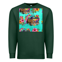 Sports Green floral hippie truck seamless pattern Premium Sweatshirt - HRA Design Shop