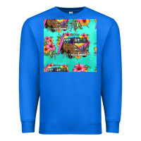True Royal floral hippie truck seamless pattern Premium Sweatshirt - HRA Design Shop