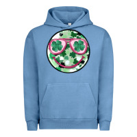 Pigment Pebble Blue st patrick's smiley Urban Hoodie - MaliasSmallBusiness