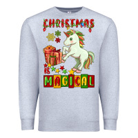 Heather Grey christmas magical unicorn Premium Sweatshirt - FaDigitalArtStudio