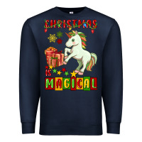 Navy christmas magical unicorn Premium Sweatshirt - FaDigitalArtStudio