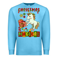 Ocean Blue christmas magical unicorn Premium Sweatshirt - FaDigitalArtStudio