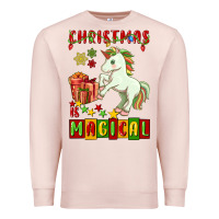Pale Pink christmas magical unicorn Premium Sweatshirt - FaDigitalArtStudio